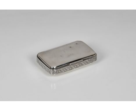 An American silver snuff box by Gorham, of plain rectangular rounded form, stylised foliate chased borders, hinged cover, 3 1