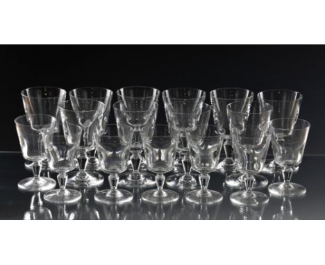 A set of ten Baccarat red wine glasses / goblets of trumpet form, shaped stem to circular base, etched 'BACCARAT FRANCE', 6 1