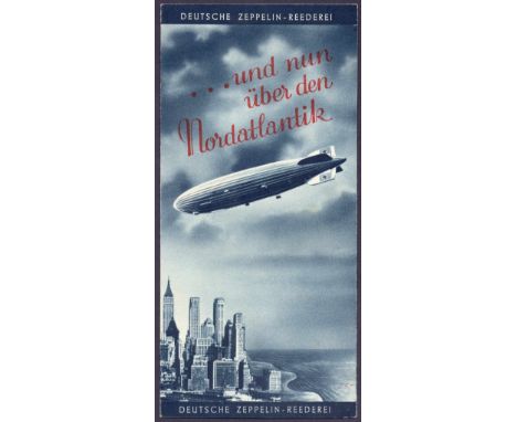 ZEPPELIN : 1936 Hindenburg advertising leaflet for flights to New York and return. In German text. Superb condition! (296x210