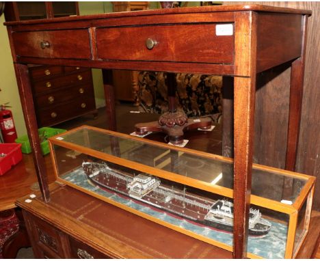 An early 19th century mahogany and ebony strung side table, 96cm wide