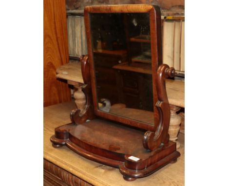 A Victorian mahogany dressing table mirror with platform base