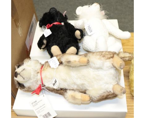 Steiff Titanic Commemorative black jointed mohair bear with medallion and original box, no 66388; and Steiff Chantilly lace m