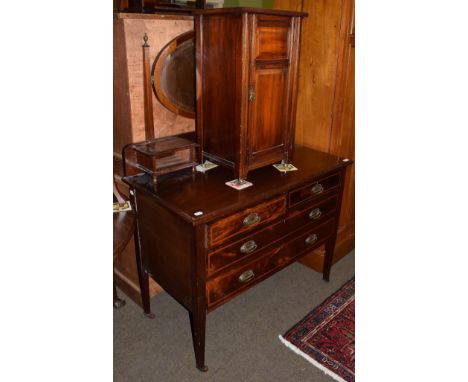 A late Victorian mahogany four-drawer dressing table; and a later Victorian walnut bedside cupboard (2)