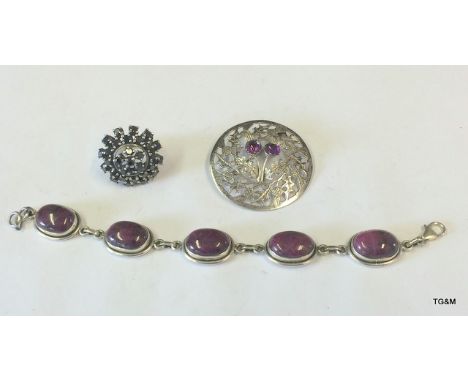 Mix Silver To Include A Scottish Amethyst Brooch