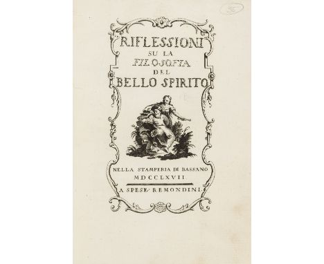 NO RESERVE Noghera (Giambattista) Riflessioni su la Filosofia del Bello Spirito, first edition, engraved vignette title, cont