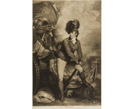 Smith (John Raphael, 1752-1812) Lt. Col. Tarleton, after Joshua Reynolds, mezzotint on laid paper, a good impression with wid