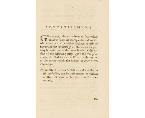 NO RESERVE Forgery.- Lauder (William) A Letter to The Reverend Mr. Douglas, Occasioned By His Vindication of Milton..., close