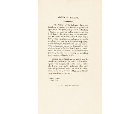 NO RESERVE Dancing.- Scottish Printing.- Peacock (Francis) Sketches Relative to the History and Theory, But More Especially t