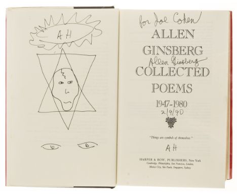 Ginsberg (Allen) Collected Poems 1947-1980, first edition, signed and illustrated by author, original cloth, gilt, spine ligh