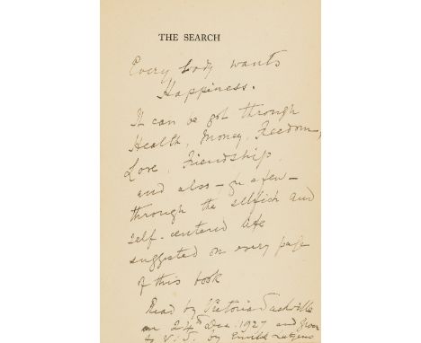 Sackville-West (Victoria).- Krishnamurti (J.) The Search, first edition, inscribed and annotated by Victoria Sackville-West, 