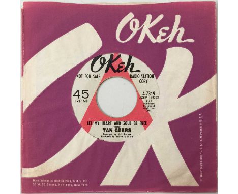 TAN GEERS - LET MY HEART AND SOUL BE FREE 7" (US PROMO - OKEH 4-7319). A scarce, original US 7" promo pressing of Let My Hear