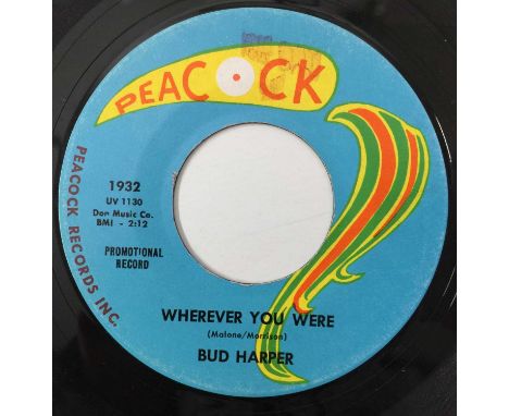 BUD HARPER - WHEREVER YOU WERE/ LET IT RAIN 7" (US PROMO - PEACOCK - 1932). A stunning slice of mid-60s soul by the legend Bu