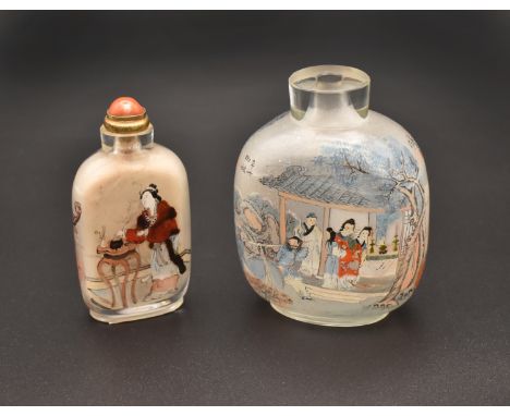 A CHINESE INSIDE-PAINTED GLASS SNUFF BOTTLE, QING DYNASTY, DATED 1909清 1909 孟子受 畫雪景鼻煙壺一隻Painted with a classical Chinese lite