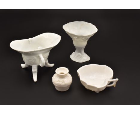 Ω A GROUP OF FOUR CHINESE BLANC-DE-CHINE DEHUA VESSELS, QING DYNASTY, KANGXI PERIOD, 1662 – 1722   清 康熙 德化瓷器一組 四件   Including