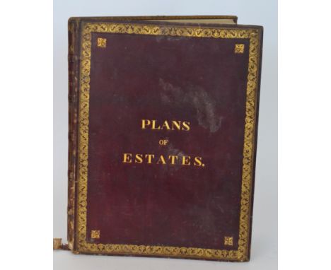A leather bound copy of Plans of Estates in the Counties of Stafford, Warwick and Worcester formally belonging to John Gough 