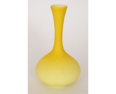 A late 19th Century Stourbridge glass vase of globe and shaft form cased in a dye away citron over opal, unmarked, height 21c