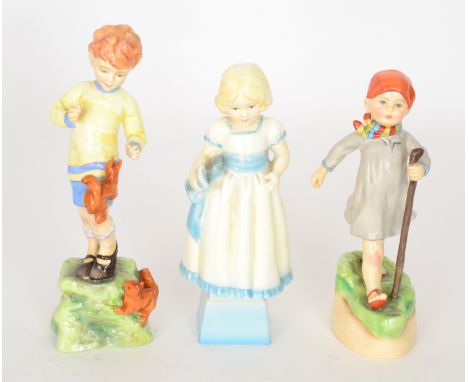 Three Royal Worcester Freda Doughty figurines comprising Monday's child is fair of face, Thursday's child has far to go 3260 