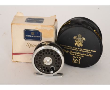 A Hardy Marquis 2/3 alloy reel, 2 1/2in with spare spool, vinyl case and card box 