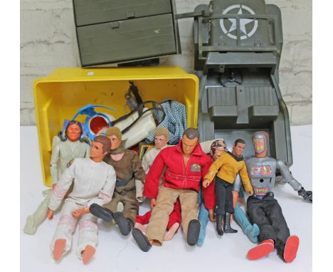 Various action figures to include Palitoy Action Man, Marx indian, Star Trek Captain Piccard, The Six Million Dollar Man etc.