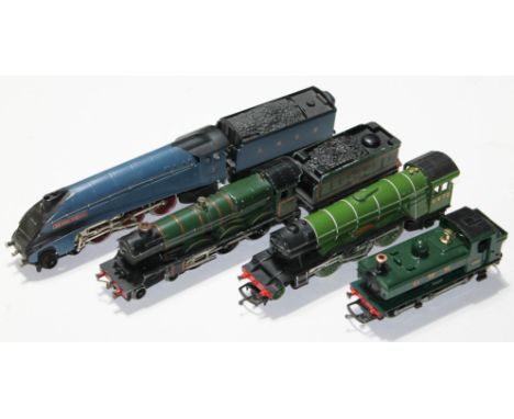 00 gauge model railway; 4 engines comprising Hornby Dublo Cardiff Castle 4075, Hornby Triang Flying Scottsman, Hornby Triang 
