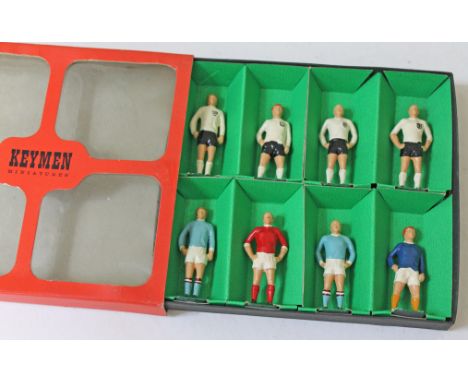 A boxed set of eight Keymen Football Series handpainted diecast model footballers. CONDITION REPORT - very good, minor wear o