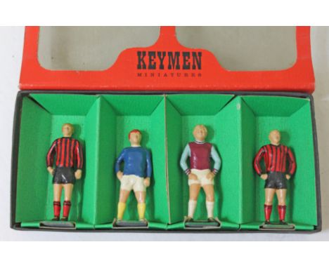 A boxed set of four Keymen Football Series handpainted diecast model footballers. CONDITION REPORT - very good, minor wear on