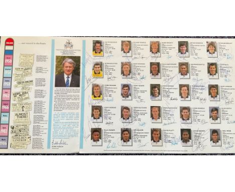 Football. England FIFA World Cup Italy 1990 Team sheet Signed by all squad players including : David Seaman, Peter Shilton, C