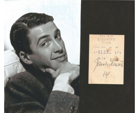 James Stewart signed ticket stub with unsigned black and white photo. Good condition. All autographs come with a Certificate 