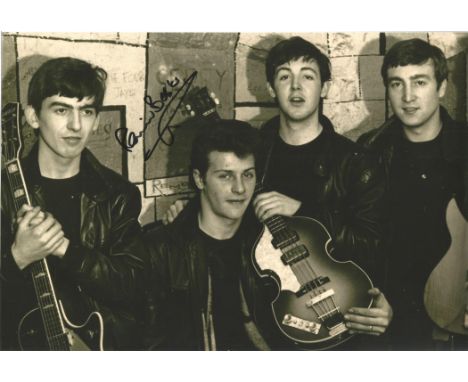 Musician Pete Best signed 12x8 black and white photo from his time playing with The Beatles. Randolph Peter Best is an Englis