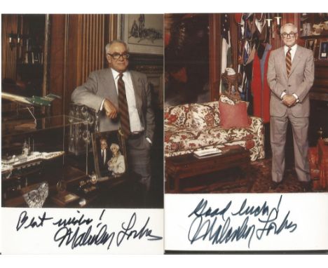 Malcolm Forbes 6x4 colour photo. Signed with best wishes and a Malcom Forbes signature. Malcolm Stevenson Forbes, August 19, 