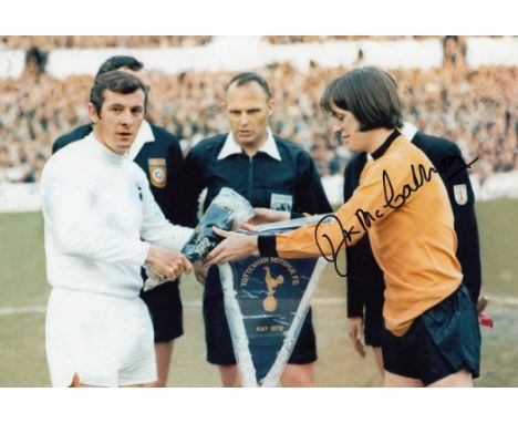 Football Autographed Jim McCalliog 12 X 8 Inch Photo Colour, Depicting The Wolves Captain Exchanging Pennants With His Totten