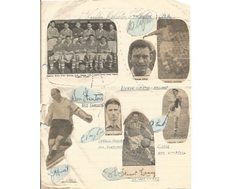 Vintage 1950/60s Football, Cricket Autograph album. Over 120 autographs including some complete teams. 1950s in a scruffy red