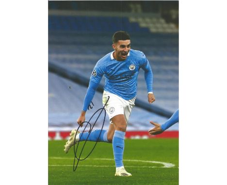 Football Ferran Torres signed 12x8 colour photo pictured celebrating while playing for Manchester City. Ferran Torres García 