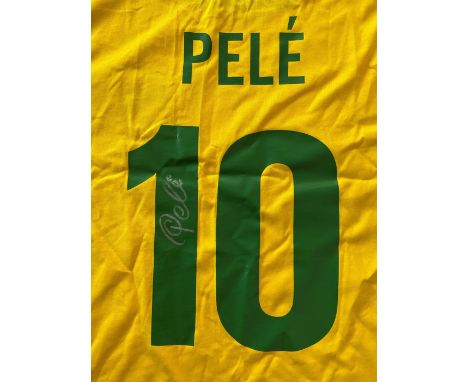 Football, Pele signed retro 1970 Brazilian Football shirt. Pele is a Brazilian former professional footballer who played as a