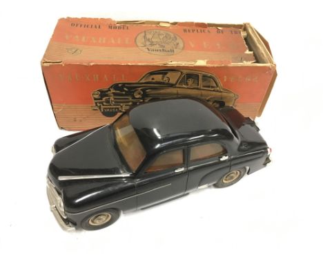 Victory Models (England) Vauxhall Velox 1/18 scale plastic model, battery operated, black with red interior and plated parts.