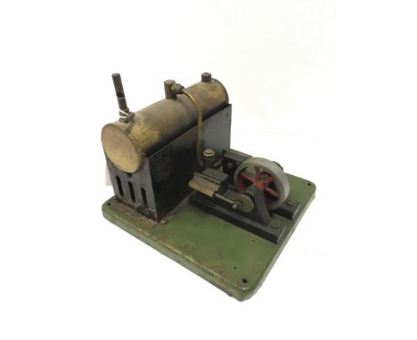 ESL MERIT Model 'Major' 1550 Twin Cylinder Horizontal Steam Engine on a Green Metal Base - missing Burner and needs cleaning 
