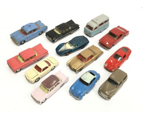 Selection of diecast car models by Corgi, Dinky and others, includes Spot-On Vauxhall Cresta, Solido Ferrari 250GT 2+2, Corgi