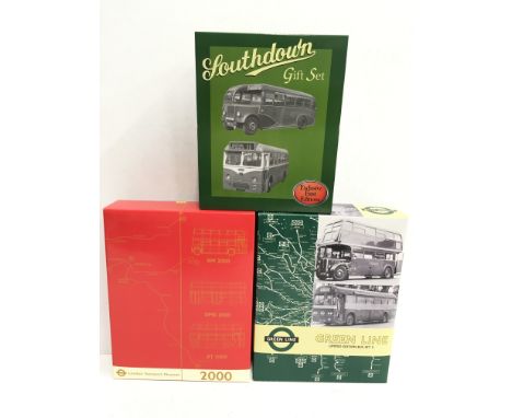 Three EFE Exclusive First Editions bus sets: London Transport Museum Millenium Bus Set 8; Southdown Gift Set; London Transpor