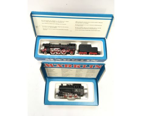 MARKLIN HO 3R 2 x DB Black Locomotives - 3005 BR33 DB Black 2-6-2 and 3000 BR89 DB Black 0-6-0T. Both Good Boxed. 