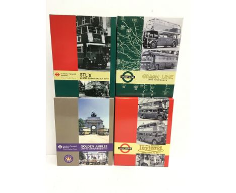 Four EFE Exclusive First Editions bus sets: Green Line Set 5; Golden Jubilee Set 11; STL's Set 9; Post War Leyland Buses Set 