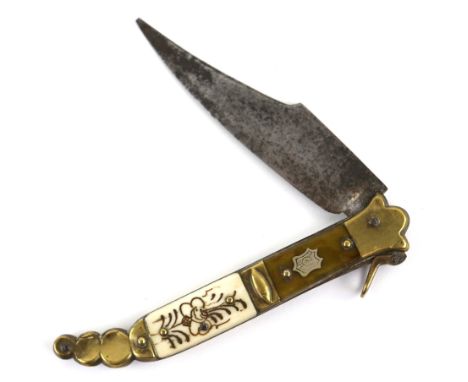 19th century French Beauvoir tortoiseshell and ivory clip point folding knifePLEASE NOTE: THIS ITEM CONTAINS OR IS MADE OF IV