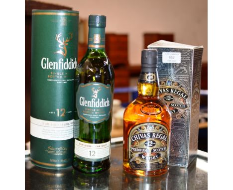 GLENFIDDICH 12 YEAR OLD SINGLE MALT SCOTCH WHISKY WITH PRESENTATION BOX - 70CL, 40% VOL &amp; CHIVAS REGAL 12 YEAR OLD BLENDE