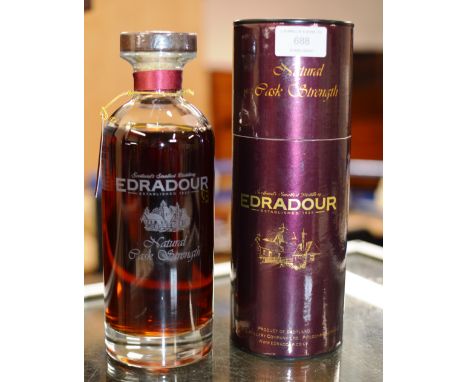 EDRADOUR 1993 NATURAL CASK STRENGTH SINGLE HIGHLAND MALT SCOTCH WHISKY, DECANTER NUMBER 298 / 651, WITH PRESENTATION BOX - 70