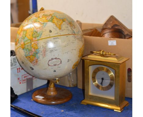 VINTAGE WORLD GLOBE &amp; GILT MANTEL CLOCK     