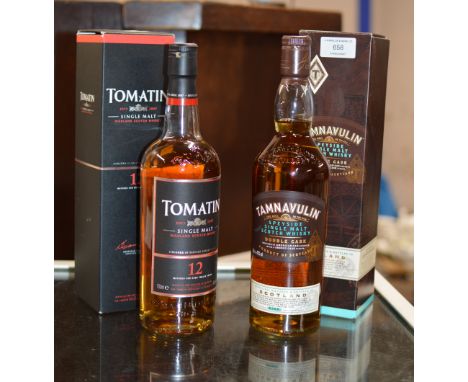 TAMNAVULIN DOUBLE CASK SPEYSIDE SINGLE MALT SCOTCH WHISKY WITH PRESENTATION BOX - 70CL, 40% VOL &amp; TOMATIN 12 YEAR OLD SIN