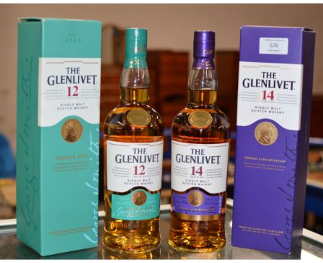 THE GLENLIVET 14 YEAR OLD SINGLE MALT SCOTCH WHISKY, WITH PRESENTATION BOX - 750ML, 40% VOL &amp; THE GLENLIVET 12 YEAR OLD S