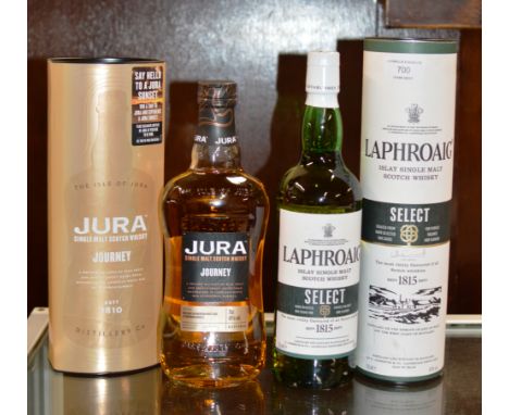 LAPHROAIG SELECT ISLAY SINGLE MALT SCOTCH WHISKY, WITH PRESENTATION BOX - 70CL, 40% VOL &amp; JURA JOURNEY SINGLE MALT SCOTCH