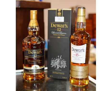 DEWAR'S TRUE SCOTCH 15 YEAR OLD BLENDED SCOTCH WHISKY - 750ML, 40% VOL &amp; DEWAR'S 12 YEAR OLD SPECIAL RESERVE BLENDED SCOT