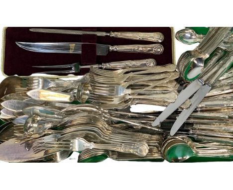 EPNS KINGS PATTERN CUTLERY SERVICE - 140 pieces by various makers including Viners, George Butler, J E &amp; S S, John Wignal