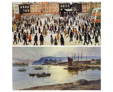 L S LOWRY print, 36 x 47cms, and an assortment of WARREN WILLIAMS ARCA prints, some with Welsh Dragon blind stamp